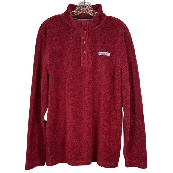 VINEYARD VINES Performance Pullover Fleece, Maroon/Burgundy, Size Medium - Picture 2 of 8